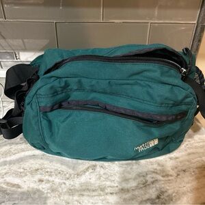 The North Face Green Lumbar Fanny Pack Vintage 90s Green Canvas Padded Back hike